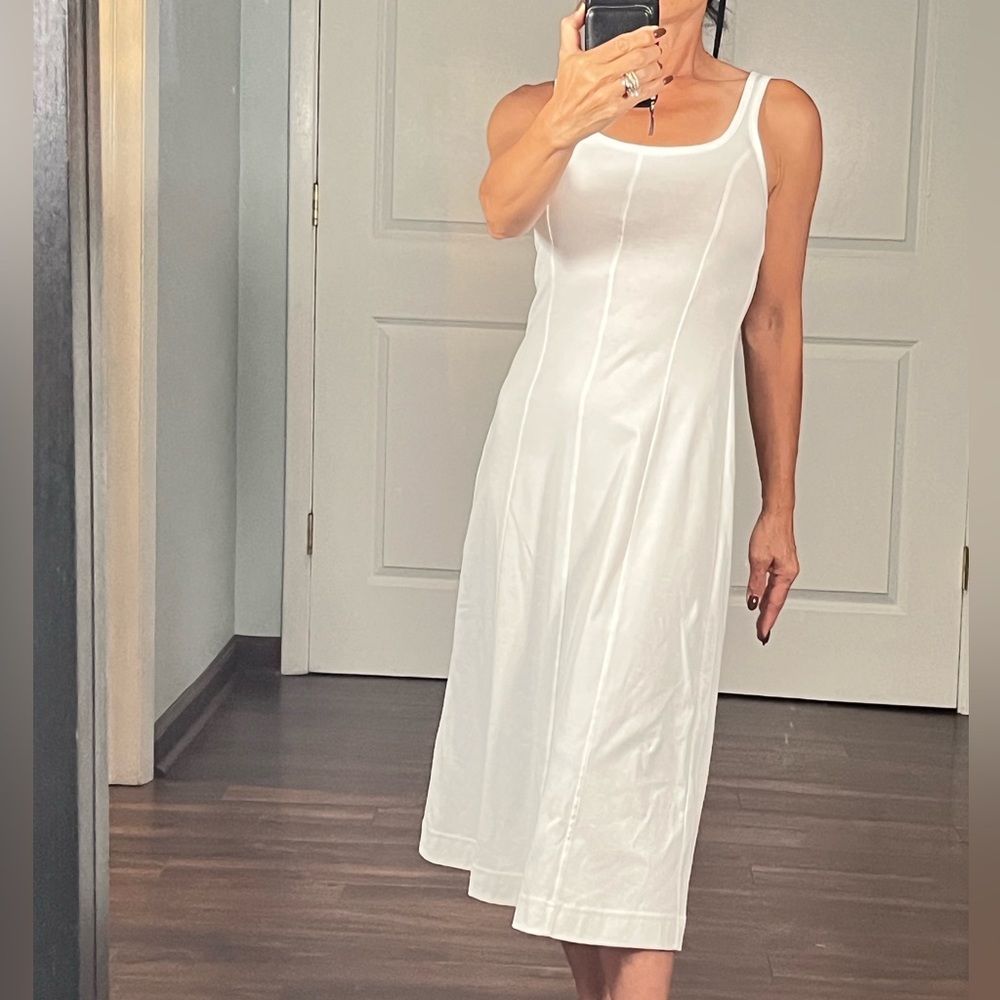 EVERLANE white Luxe Cotton Seamed
Tank Pullover Midi Dress size XXS NWT - Picture 1 of 11
